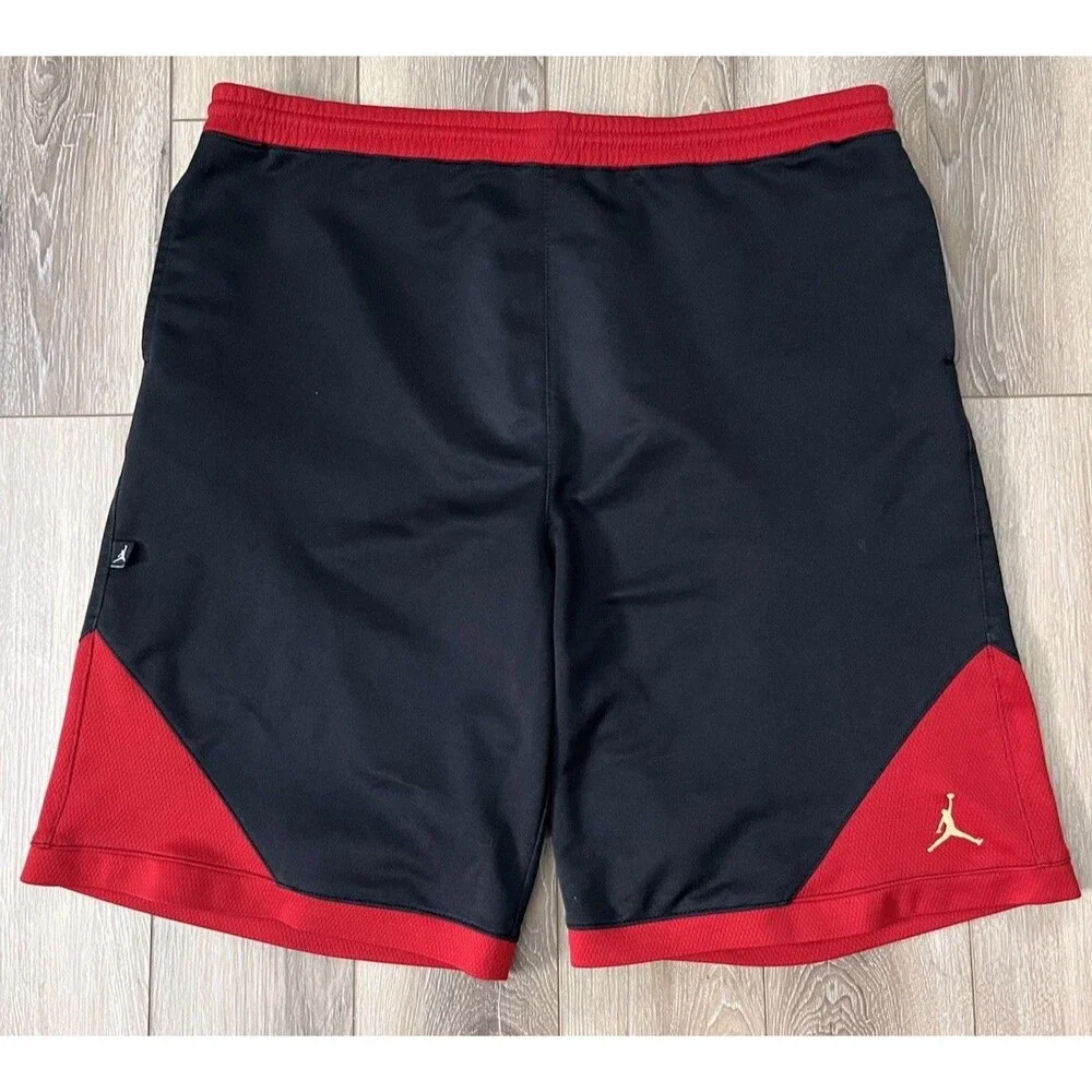 Air Jordan Black/Red Vintage Retro Basketball Shorts Men's Size XL Pockets